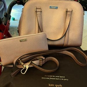 Authentic KATE SPADE leather
top zip dome satchel/crossbody and matching wallet